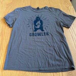 “Growler” Gray and Blue Short Sleeve Tee with Bold Bear Design